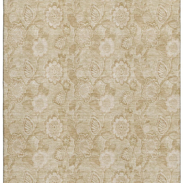 10' X 14' Floral Washable Area Rug With UV Protection (708772) - Beige / Tan