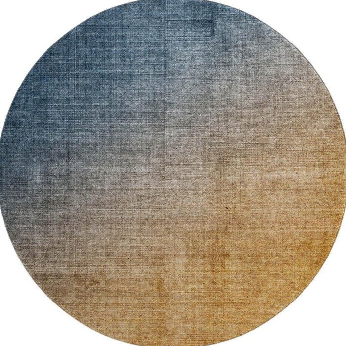 8' Ombre Washable Round Rug With UV Protection (649675) - Navy Blue / Orange