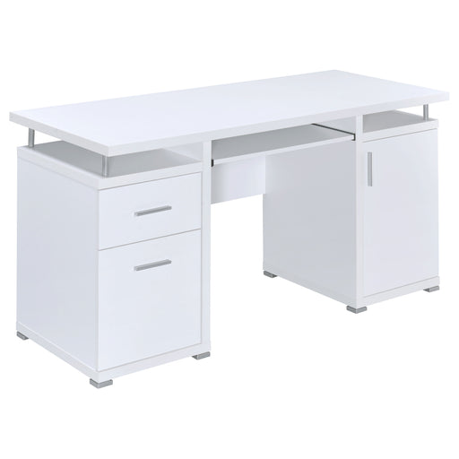 CoasterEveryday Tracy 55-inch white office computer desk with two drawers