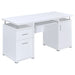 CoasterEveryday Tracy 55-inch white office computer desk with two drawers