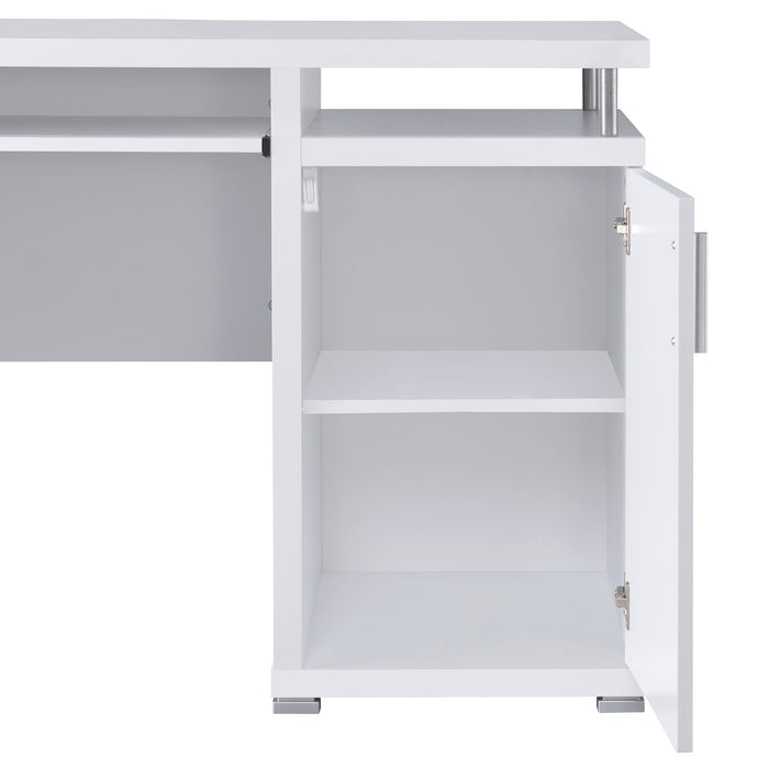 CoasterEveryday Tracy 55-inch white office computer desk with two drawers
