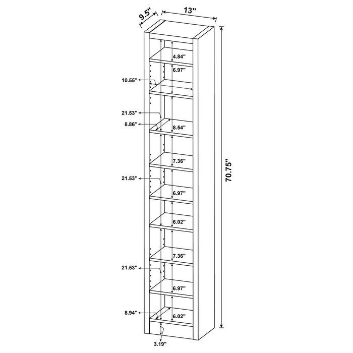 Eliam 71-inch 8-shelf Bookcase Cappuccino