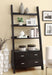 CoasterEveryday Colella 72-inch cappuccino wood ladder bookshelf with five shelves for storage and display.