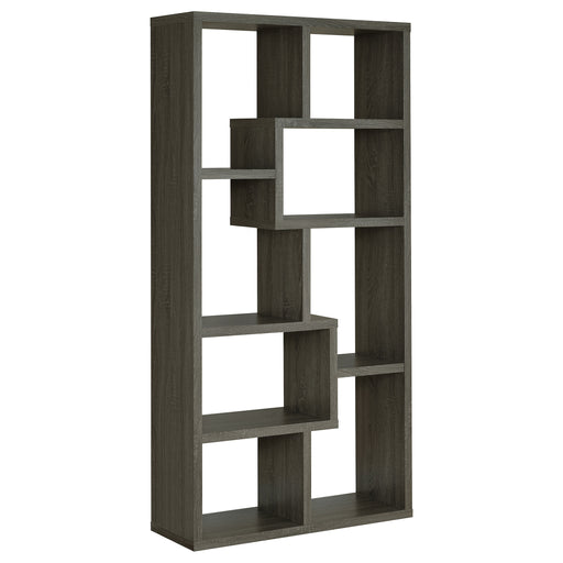 CoasterEveryday Theo 71-inch 6-shelf bookshelf in weathered grey finish