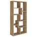 CoasterEveryday Theo 71-inch mango 6-shelf bookshelf with open shelving and a warm wood finish