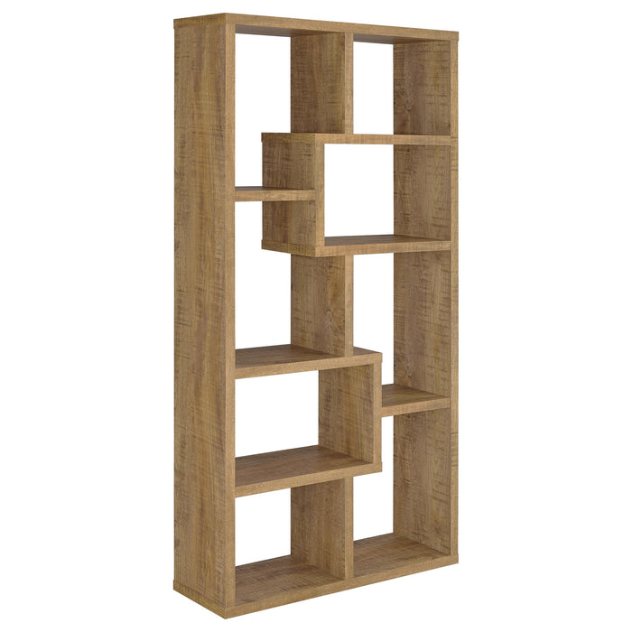 CoasterEveryday Theo 71-inch 6-shelf Mango bookshelf in a tall, modern design