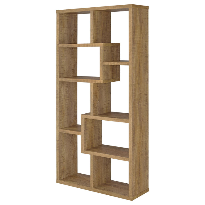 CoasterEveryday Theo 71-inch Mango 6-shelf bookshelf in a natural wood finish