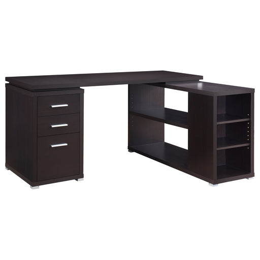Yvette 60-inch 3-drawer L-shaped computer desk in cappuccino by CoasterEveryday