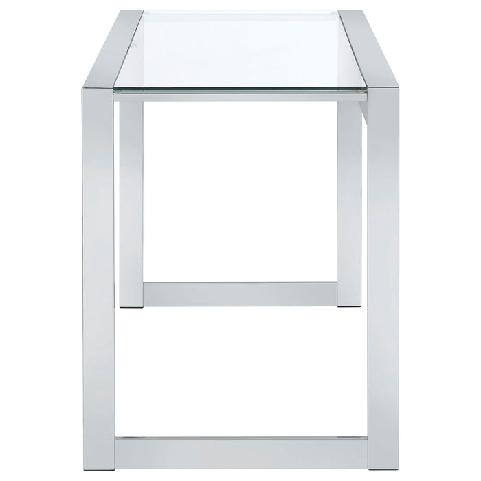 Hartford 47-inch Glass Top Writing Desk Chrome