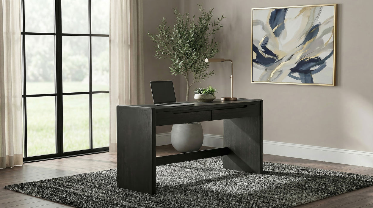 Leandro 2-drawer Home Office Writing Desk Burnished Black