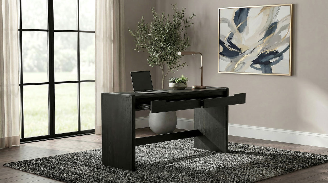 Leandro 2-drawer Home Office Writing Desk Burnished Black