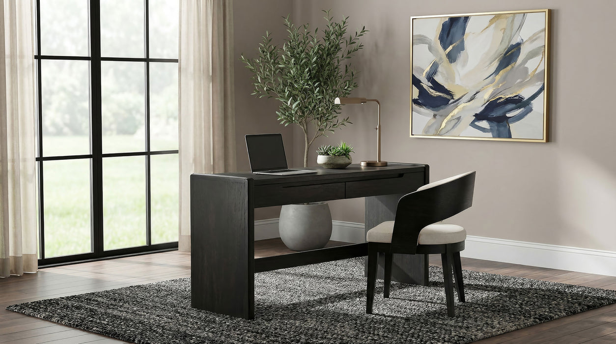 Leandro 2-drawer Home Office Writing Desk Burnished Black
