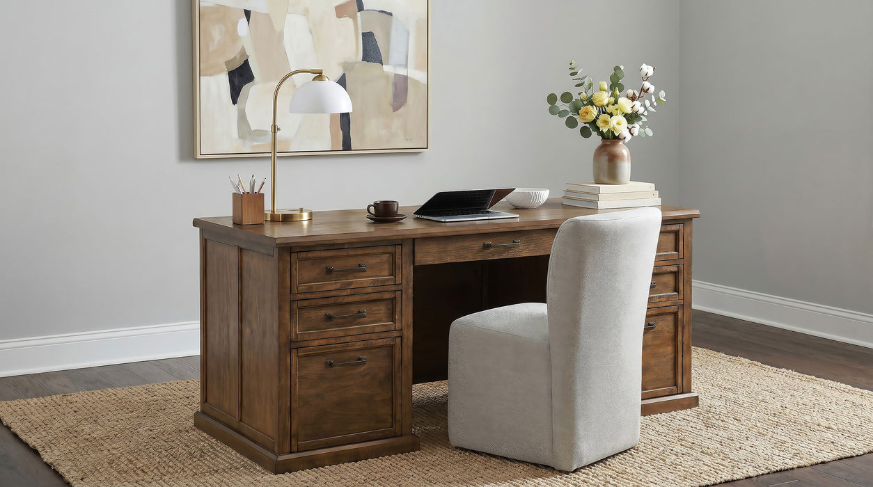 Altidore 68-inch 7-drawer Executive Home Office Desk Distressed Brown