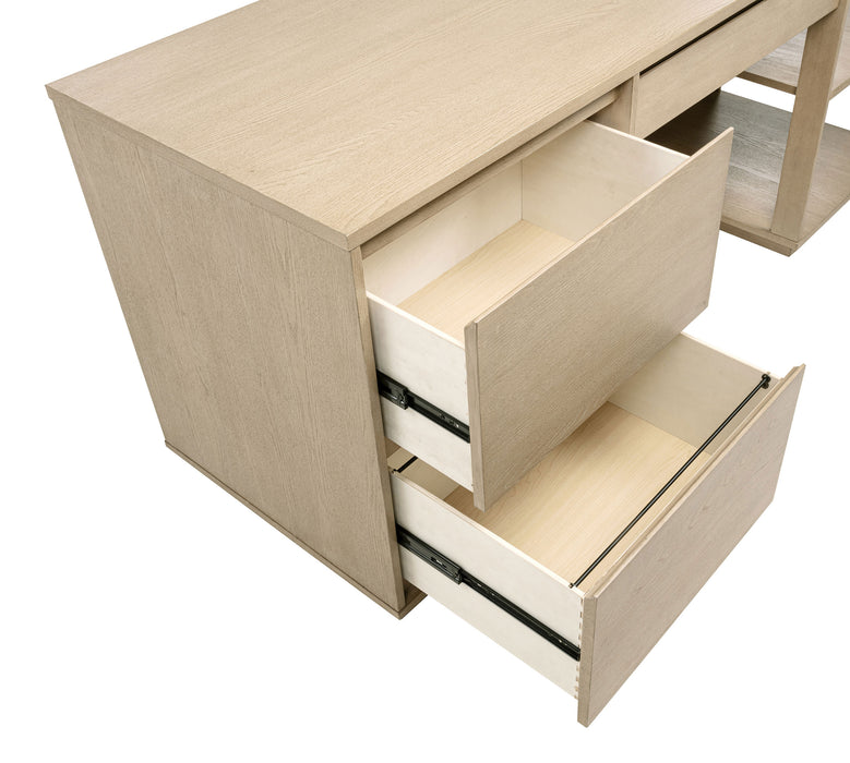 Harkes 75-inch 3-drawer Computer Desk with Adjustable Shelf Light Elm