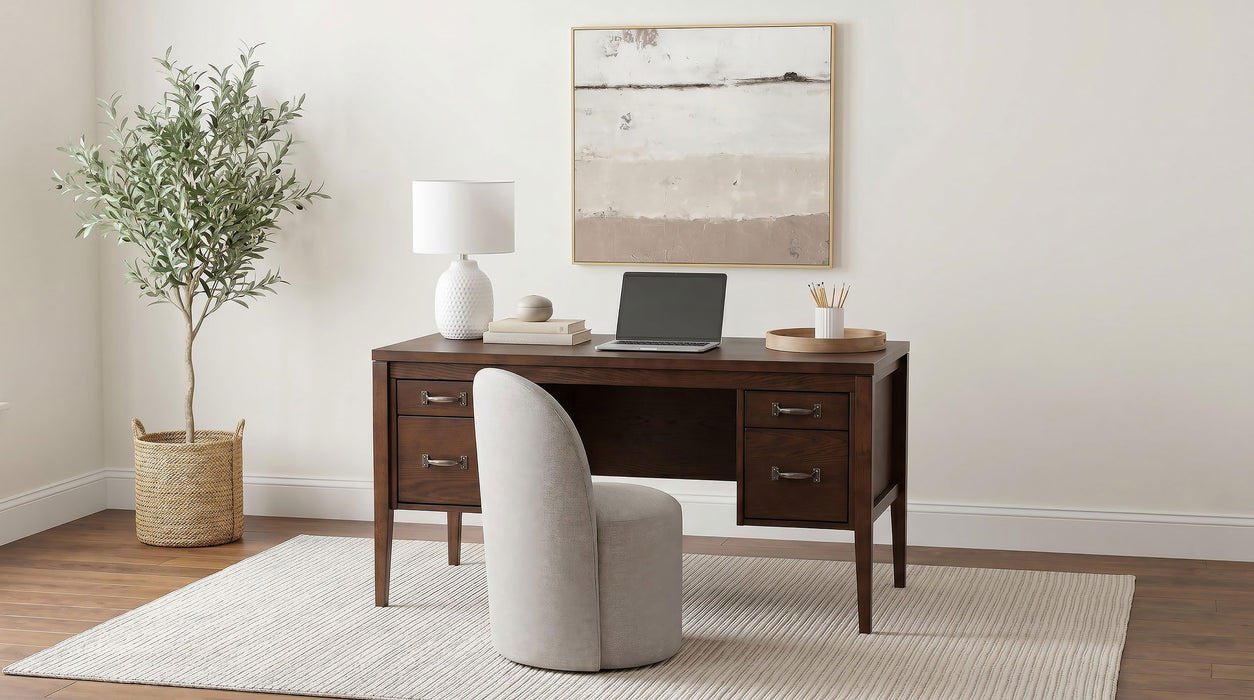 Graham 4-Drawer Lift-Top Computer Desk Walnut Brown