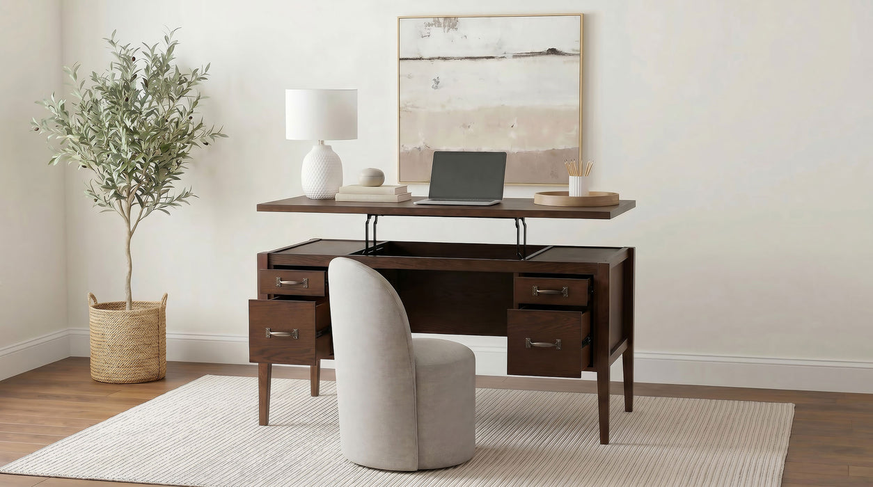 Graham 54-inch 4-drawer Double Pedestal Lift Top Computer Desk Chocolate