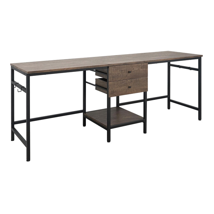 Bowers 2-Drawer Writing Desk with Shelf and Hooks Dark Rustic Mango