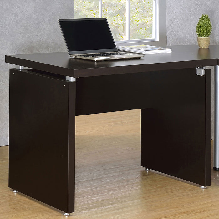Skylar 39-inch CoasterEveryday writing desk in cappuccino engineered wood with compact rectangular design