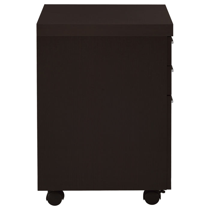 Skylar 3-drawer mobile file cabinet in cappuccino by CoasterEveryday for home office storage