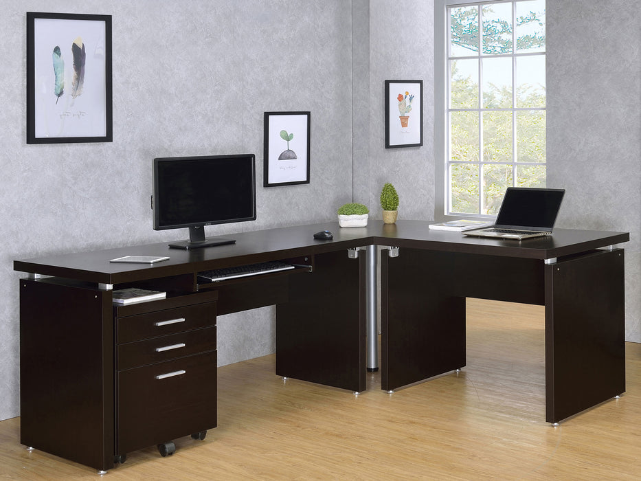 Skylar 3-drawer mobile file cabinet in cappuccino finish by CoasterEveryday