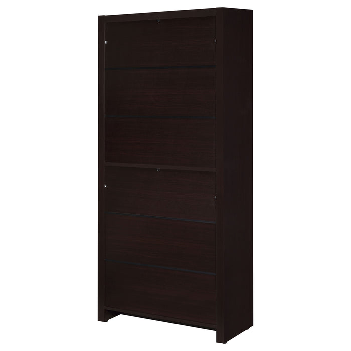 Skylar 71-inch Cappuccino 4-shelf bookcase with drawer by CoasterEveryday