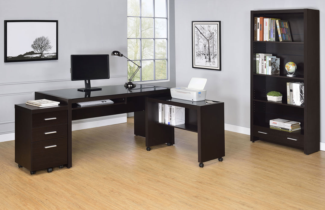 CoasterEveryday Skylar 71-inch cappuccino bookcase with four shelves and drawer