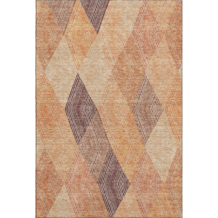 10' X 14' Geometric Washable Area Rug With UV Protection (676212) - Orange / Salmon / Ivory