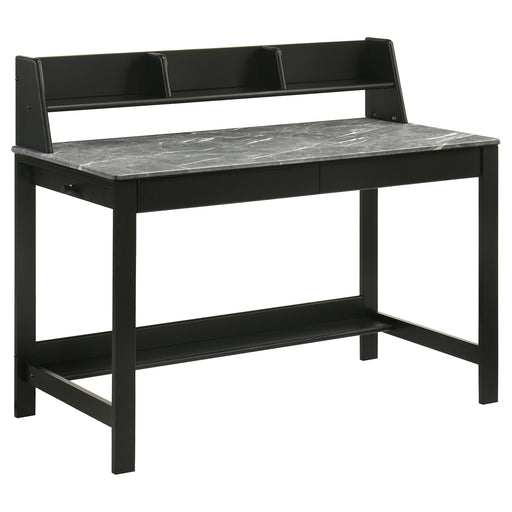 Besler 47-inch SmartTop writing desk with shelf in grey stone and black by CoasterEveryday