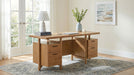 CoasterEveryday Roldan 69-inch computer desk with four drawers and file drawer in light ash finish