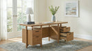 CoasterEveryday Roldan 69-inch computer desk in light ash with four drawers and file drawer