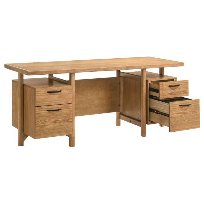 CoasterEveryday Roldan 69-inch computer desk in light ash with four drawers and file drawer