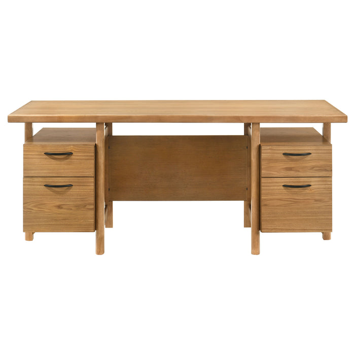CoasterEveryday Roldan 69-inch computer desk in light ash with four drawers and file drawer