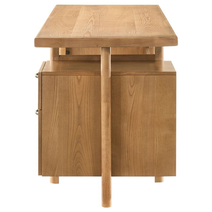 Roldan 69-inch light ash computer desk by CoasterEveryday with four drawers and a file drawer