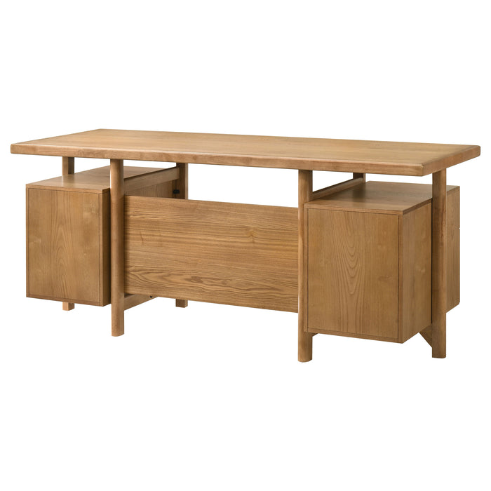 CoasterEveryday Roldan 69-inch computer desk in light ash with four drawers and a file drawer
