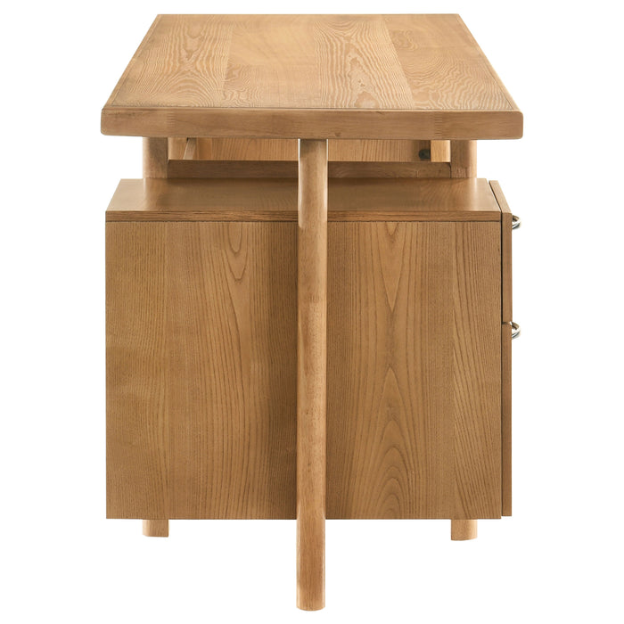 CoasterEveryday Roldan 69-inch computer desk in light ash with four drawers and file drawer
