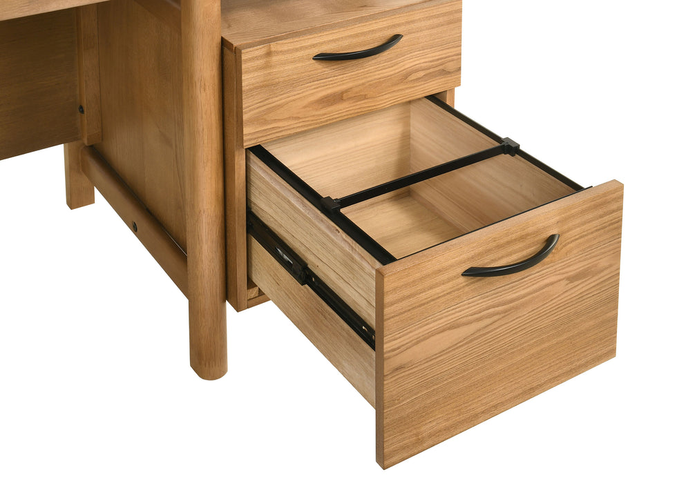 CoasterEveryday Roldan 69-inch computer desk in light ash with four drawers and file drawer