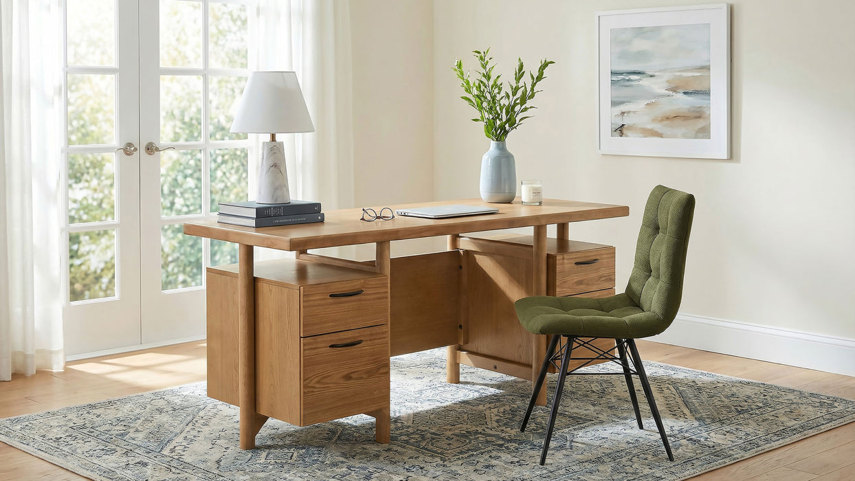 Roldan 69-inch 4-drawer Computer Desk with File Drawer Light Ash