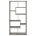 CoasterEveryday Theo 71-inch grey driftwood 6-shelf bookshelf with open storage compartments