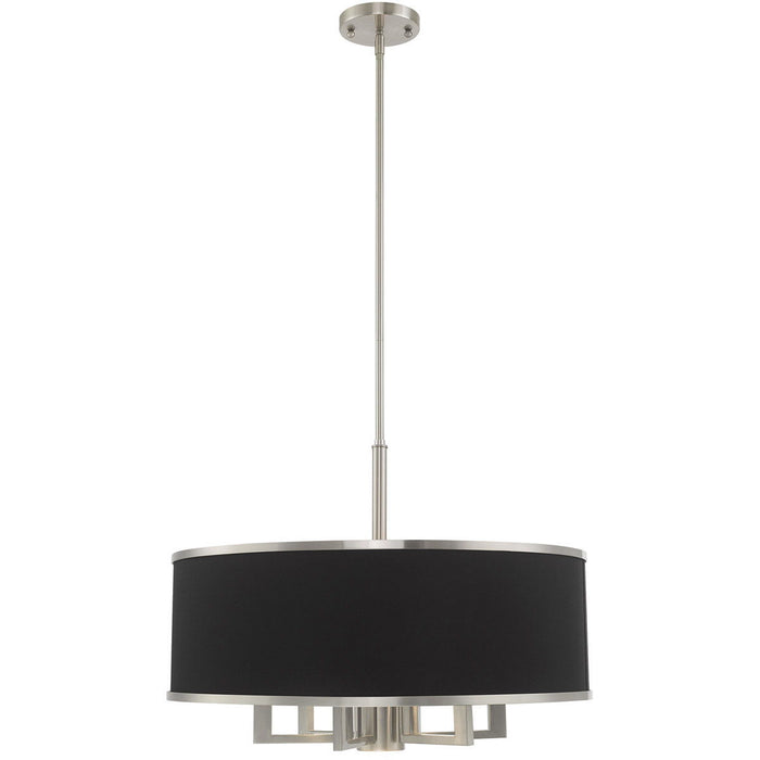 20'' Seven-Light Dimmable Chandelier With Shades - Nickel