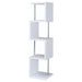 CoasterEveryday Baxter 67-inch white and chrome 3-shelf bookshelf in a modern open design
