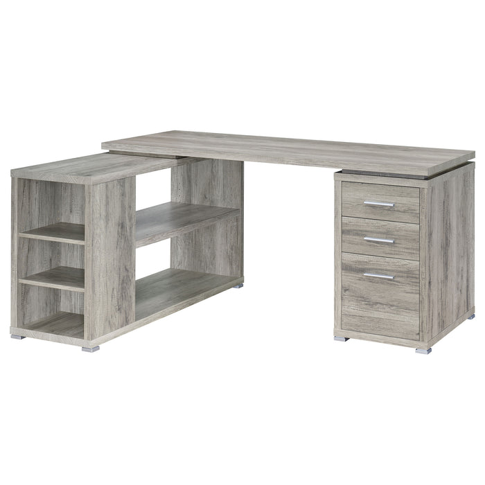 Yvette 60-inch 3-drawer L-Shape Computer Desk Grey Driftwood