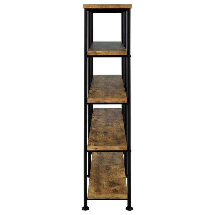 Analiese 63-inch 4-shelf Double Bookshelf Rustic Nutmeg