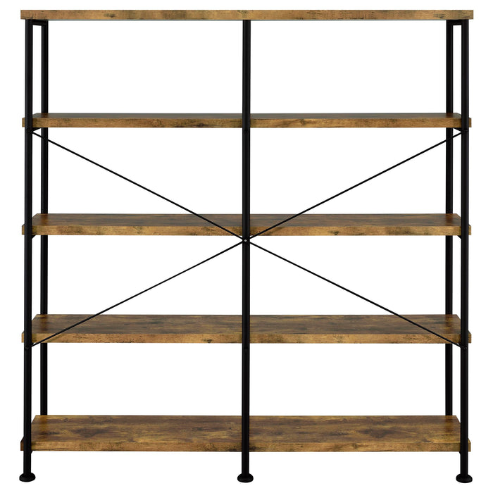 Analiese 63-inch 4-shelf Double Bookshelf Rustic Nutmeg