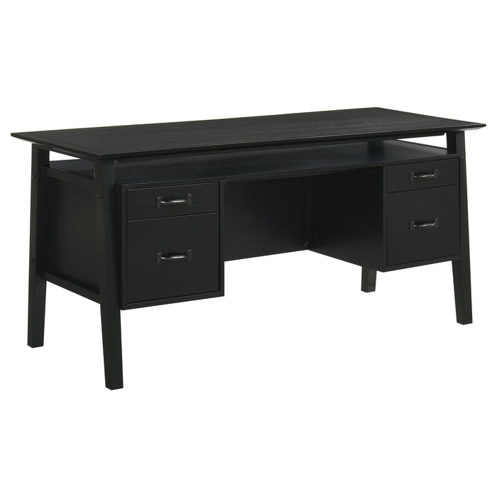 Black Goodson 64-inch 4-drawer double pedestal computer desk by CoasterEveryday
