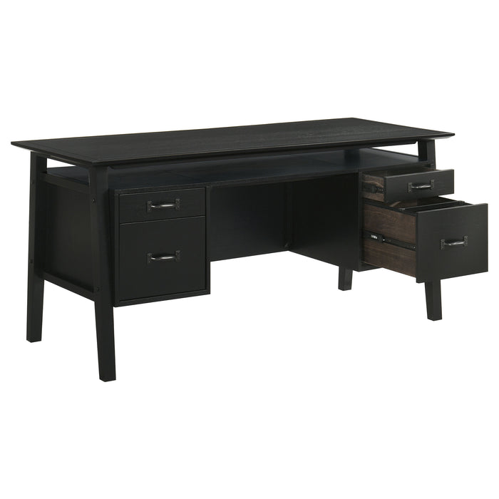 Goodson 64-inch black 4-drawer double pedestal computer desk by CoasterEveryday