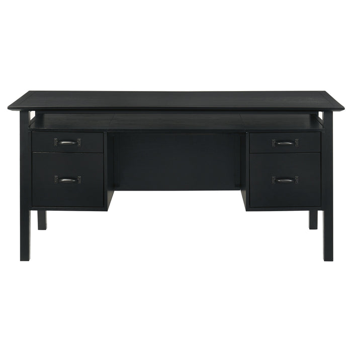 Goodson 64-inch 4-Drawer Double Pedestal Computer Desk Black