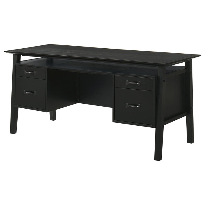 Goodson 64-inch black 4-drawer double pedestal computer desk by CoasterEveryday