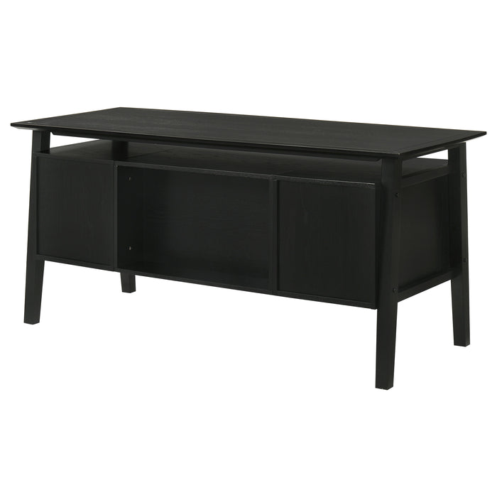 Goodson 64-inch black 4-drawer double pedestal computer desk by CoasterEveryday