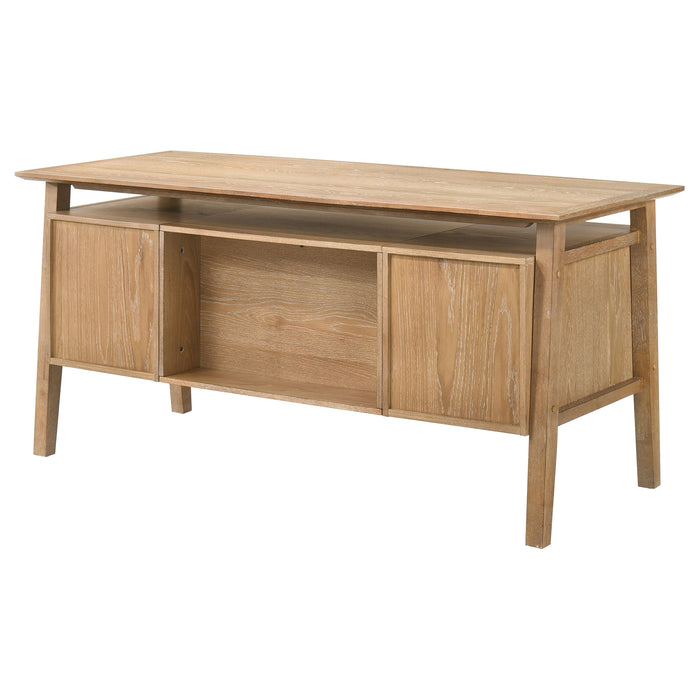 Goodson 64-inch 4-Drawer Double Pedestal Computer Desk Distressed Light Brown