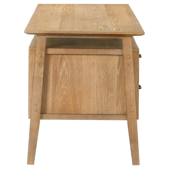 Goodson 64-inch 4-Drawer Double Pedestal Computer Desk Distressed Light Brown